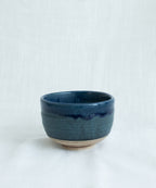 Japanese Mino pottery matcha bowl in navy glaze, handmade chawan for ceremonial matcha UK
