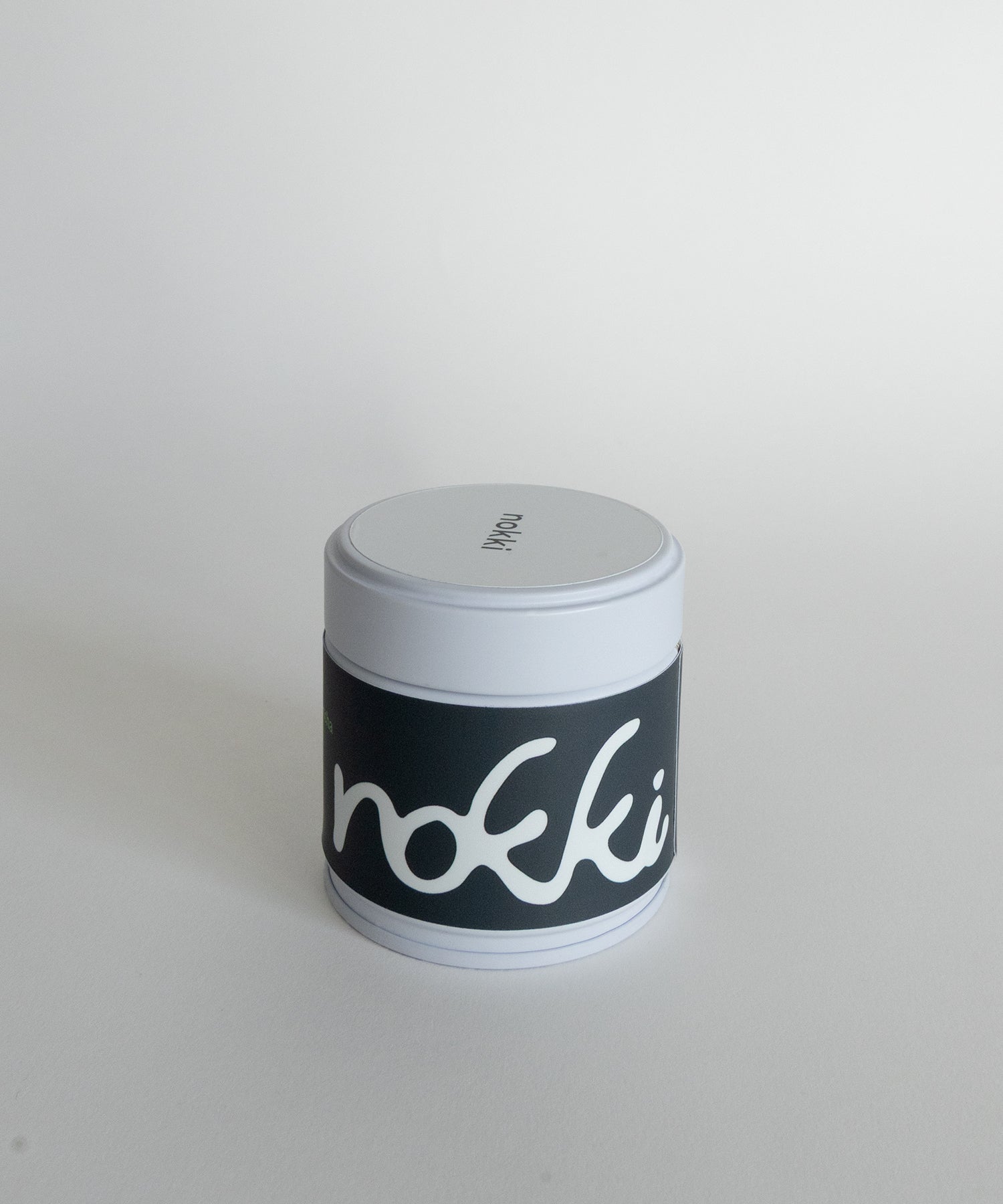 nokki matcha tin with logo – ceremonial grade matcha blend from Jeju Island, Korea