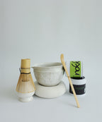 The complete Ceremonial Matcha Kit showing all tools and powder packaging.