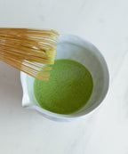 Matcha Whisk Set featuring handmade ceramic bowl, bamboo whisk.